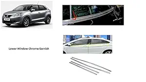 Autopop Lowindow_Baleno Stainless Steel Chrome Lower Window Garnish Maruti Suzuki Baleno (Set of 4)
