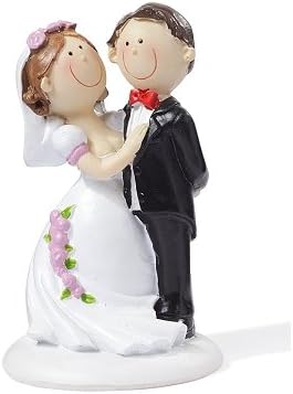'Bride and Groom with Pink Roses on the dress Cake Figures/Table Decoration