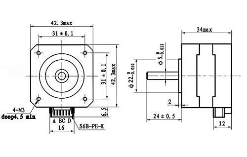 eco-worthy 5 PCS NEMA 17 12 V High Torque Schrittmotoren Kits 26 Ncm 0,4 A Zeichnen DIY CNC - 7
