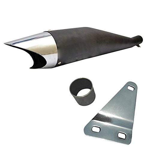 Dhe Best SR-18 Bike Bullet Shark Silencer Exhaust Glasswool Bike Exhaust Silencer Black&Front Chrome with Zed Clamp Bush for RE Thunderbird 350 Model 2