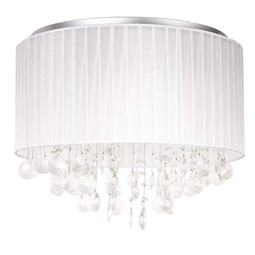 Runde Deckenleuchte / Deckenlampe LED von [lux.pro]® - Modernes Design: Aluminium, Stoff, Triton Crystal-Leuchte - 4 x G9 Sockel -