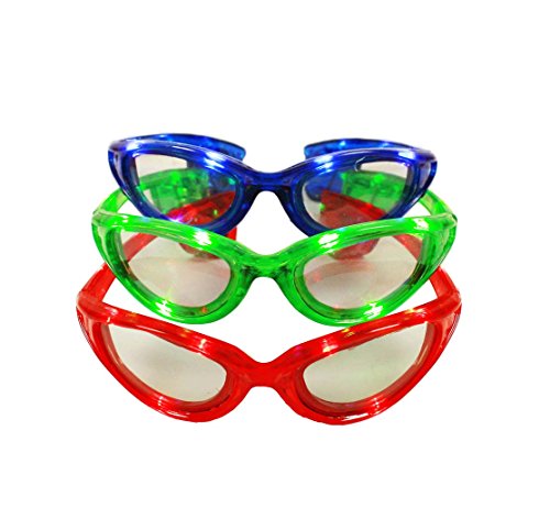 HAAC Gag Party Brille mit Licht leuchtend Farbe grün, rot oder blau für Fasching Karneval - 2