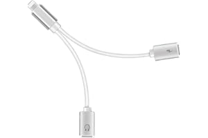 CARPHONE WAREHOUSE Adattatori per Cuffie e Ricarica per iPhone, [Certificato Apple Mfi] 4 in 1 a Doppia Porta Lightning Cavo Audio Splitter Compatibile con iPhone 14/14 Plus/13/13 Pro/12/11/SE/X/8