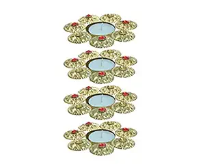 Kriti Creations Set of 4 Metal Reusable Tea Light Diyas for | Tea Lights Candle Holder | Diwali | Pooja | Festival | Home Decoration