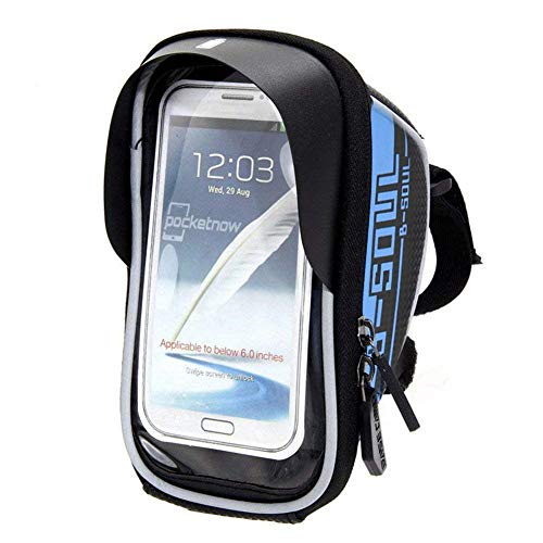 Bolsa Bicicleta Impermeable Bolsa Funda Móvil de Bici Bolso del Tubo Pantalla PVC Transparente para Manillar de Bicicleta para teléfono 5.5 Inches (Azul)