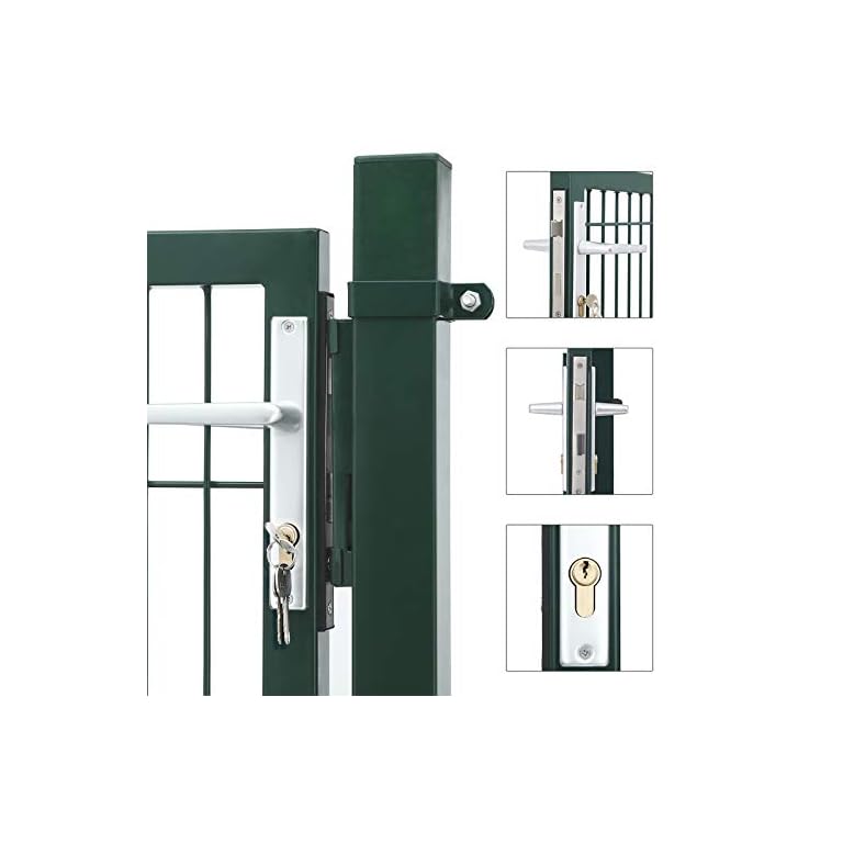 SONGMICS Gartentor Aus Verzinktem Stahl – 106x90 Cm, Mit Schloss & Schlüssel – Stabile Zauntür Für Garten & Hof