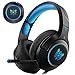 Produktbild DIZA100 Gaming Headset, Gaming Kopfhörer 3,5 mm Stereo Jack mit Mic LED-Licht für PS4 Xbox One Nintendo Schalter PC Laptop Tablet Smartphone - Black + Blue