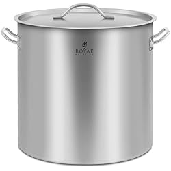 Royal Catering RCST-50LI4 Casserole a Induction Professionnelle avec Couvercle (50 L, Contour avec Rebord Verseur, Acier Inox)