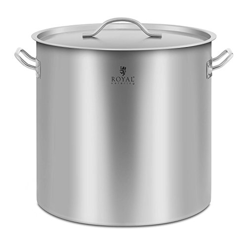 Royal Catering RCST-50LI4 Casserole a Induction Professionnelle avec Couvercle (50 L, Contour avec Rebord Verseur, Acier Inox)