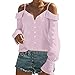 Produktbild Resplend_langarmshirt,Frauen Off Shoulder Pullover Oberteile Schulterfrei Lose Bluse Shirt V-Ausschnitt Lange Ärmel