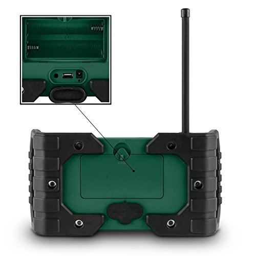 oneConcept Worksite Outdoor Baustellenradio Bluetooth Lautsprecher (spritzwassergeschützt, DAB+, UKW, MP3-fähiger USB Port, Weckfunktion, Batterie- oder Netzbetrieb) grün - 4