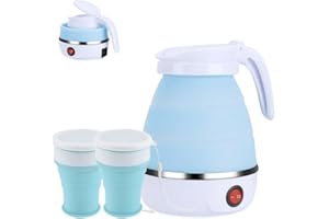 Jooheli Bollitore Acqua Elettrico Pieghevole, 600ml in Silicone con 2 Tazze da Viaggio, Portatile Piccolo
