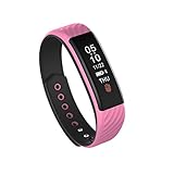XiYunHan Smart Armband Gesundheit Herzfrequenz Überwachung Bluetooth Schlafüberwachung Schrittanzahl Sportarmband W810 (Schwarz, Grau, Grün, Rot, Lila) (Color : Pink)