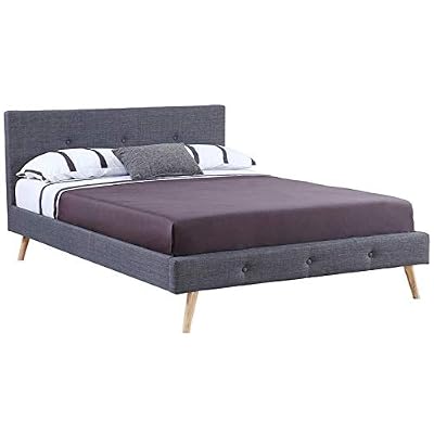 IDMarket - Lit Double scandinave Oslo 140x190 cm Tissu Gris