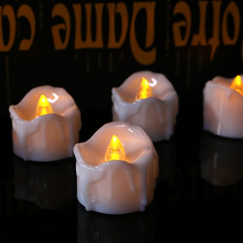 Mr.Go Flameless 12st LED gelb flackernde Kerze Teelichter, Wachs Dropping batteriebetriebene elektrische LED Kerze Birnen Lampen Wärmer für Party, Bar, Hochzeit, Weihnachten, Abendessen (Flicker-Yellow) - 9