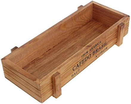 Haorw Vintage Wood Garden Flower Planter Succulent Pot Rectangle Trough Box Plant Bed 8.9"x3.31"x1.77" (Brown)