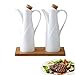 Produktbild MAI&BAO Öl Flasche Keramik Öl Essig Spender Ölflasche küche Ölbehälter Auslaufsicher Ausgießer Staubdicht, Sauce Cruet 300ML weiß 2 Stück