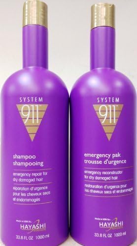 Hayashi 911 Shampoo, 1000 ml and 911 Emergency Pack, 1000 ml Combo Package by Hayashi Beauty (English Manual)