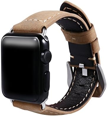 Apple Watch Strap AIRED 42mm Bands With Best Genuine Leather And Large Metal Clasp For Women ,Men , Kids and Girls (42mm, Light Brown)