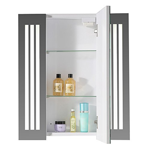Eurosan Sydney, S60, 1-türiger Spiegelschrank, Superflach, Integrierte LED-Frontbeleuchtung, Breite 60 cm, Weiß - 2