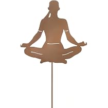Yoga Krieger Gartenstecker Aus Metall – Rustikaler Edelrost-Look, Ca. 78 Cm Hoch, 0,6 Mm Stärke