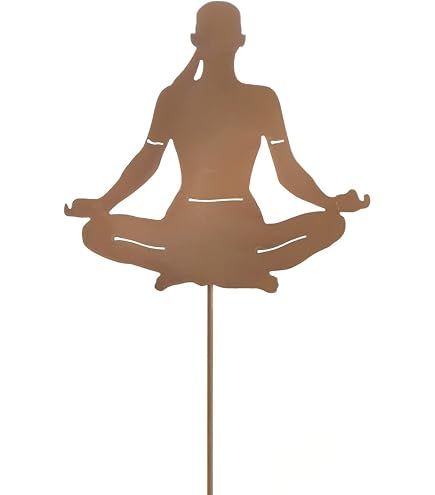Yoga-Figur Als Gartenstecker Aus Edelrost – Wetterfest, 78 Cm Hoch, Für Garten- & Wohnbereich