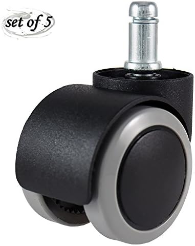 ENJOY Office Chair Casters Replacement Soft Polyurethane Wheels Safe for Hardwood Floors with Universal 7/16" Silent Grip Ring Stem Black/Grey (Set of 5) (5007BUG-38)