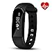 Produktbild Fitness Tracker mit Herzfrequenz Monitor, hembeer V3 Smart Armband Schrittzähler Activity Tracker Schlaf Monitor Bluetooth 4.0 Armband mit App für iOS & Android Smartphone, schwarz