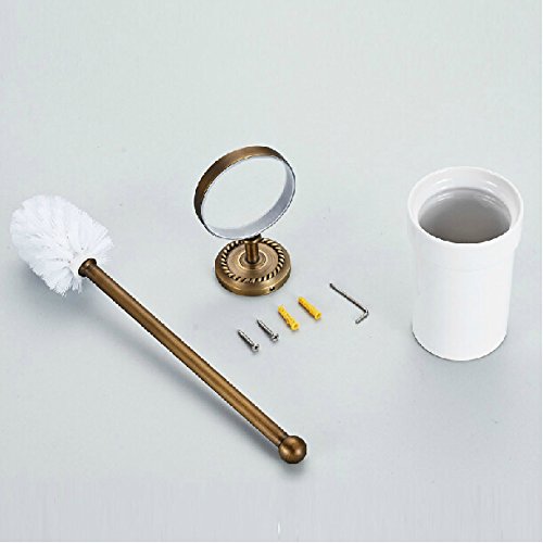 Weare Home Badzimmer geschnitzten Antiken Toilettenbürste Keramik Becher Gelb alle Kupfer Messing Toilettenbürstenhalter - 3