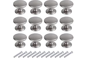 BIGLUFU Boutons de Porte Rond Boutons de Tiroir 27mm Poignées de Meuble pour Placard Armoire Cuisine(12, argent)