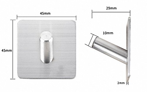 XY Life Wandhaken Türhaken Kleiderhaken Handtuch Racks Wand Haken halter, mit 3M selbstklebend, ohne bohren Badezimmerhaken für Küche und Bad, Edelstahl, 4 PCS Set - 5