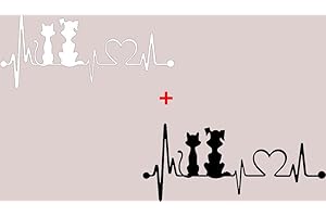 NEWTEAM Autocollant de voiture pour chien, chat, battement cardiaque, dessin animé, autocollants de style de voiture, autocollants de fenêtre de véhicule, décoration pour cahiers, murs, ordinateurs