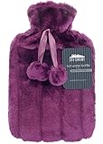 CityComfort 2 Litre Hot Water Bottle with Cosy Fluffy Cover Premium Faux Fur Bag Large 2L (Orchid Purple)