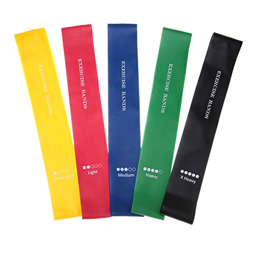 Fitnessbänder Widerstandsband 5er Set Resistance Band Loop Gummi Fitnessband Gymnastikband Übungsband Trainingsbänder Bänder für Yoga, Reha-Sport wann Beinübungen, Widerstand, Sport oder auf Reisen