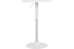 CLP Mesa Alta Lamoni para la Cocina, Bar o Fiestas I Mesa con Tablero Redondo de Altura Ajustable & Base metálica, Color:Blanco/Blanco, Forma:Redondo