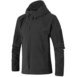 Veste Polaire Homme Vestes Chaudes Veste Polaire zippée Classique Veste Militaire Polaire Militaire Veste Tactique à Capuche Idéal pour Le Travail Sportif et Les Loisirs