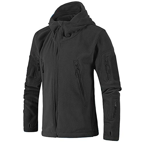 Veste Polaire Homme Vestes Chaudes Veste Polaire zippée Classique Veste Militaire Polaire Militaire Veste Tactique à Capuche Idéal pour Le Travail Sportif et Les Loisirs
