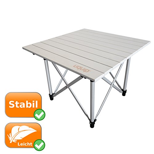 Preisvergleich Produktbild Faltbarer Aluminium Picknick-Tisch / leichte + robuste Aluminiumkonstruktion / Beistelltisch / 80Kg Tragkraft / kompakt+stabil / extra leicht / KLEIN für den Rucksack + GROß als Tisch Uquip Shorty 244111