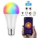 Produktbild Smart Alexa Lampe, WLAN Lampe, 800LM, 8W, Dimmbare Wlan Glühbirne, Smart Home Lampe steuerbar via APP, Wifi Birne RGB kompatibel mit Amazon Alexa Google Home für Sprachsteruerung