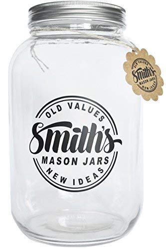 1 gallon jarra de cristal con tapa de plástico y Metal por Roger Lascelles Mason tarros