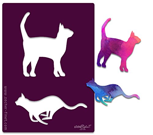 Schablone Kunststoffschablone "Katzen" für Acrylmalerei und mehr - wiederverwendbar - siehe Musterfotos