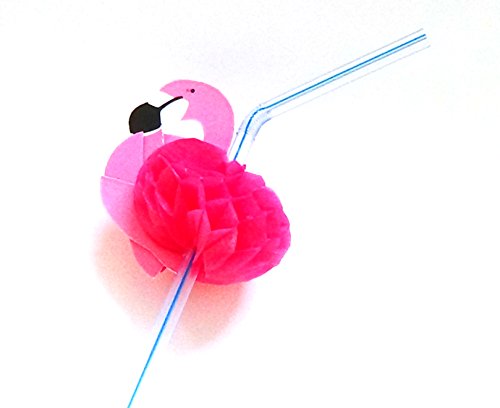 Knick - Strohhalm / Trinkhalm FLAMINGO (pink / 24 x 0,5 cm - 50 Stück) MIT 3D - EFFEKT