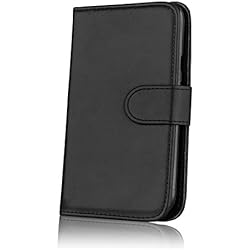 32nd® Funda Flip Carcasa de Piel Tipo Billetera para Motorola Moto G 3 (3. Generacion, 2015) con Tapa y Cierre Magnético y Tarjetero - Negro