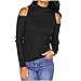 Produktbild Elecenty Damen Schmale Passform Rundkragen Stricken Strickjacke Pullover Bluse,Pulli Sweatshirt Strickpullover Sweater Jumper Schulterfrei Tops Langarmshirt Weihnachten Winterpullover (Schwarz, L)