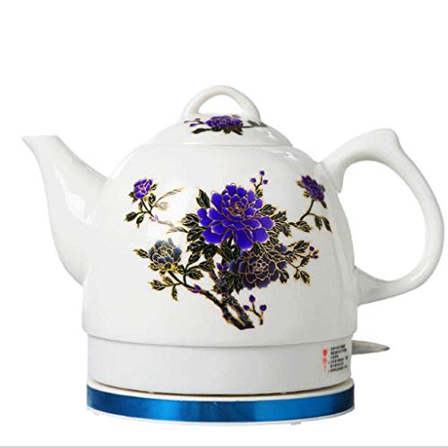 YSkettle Bouilloire lectrique en cramique Mise Hors Tension Automatique bullition Rapide de la Porcelaine Bleue Blanche Bouillettes 1,2 L Rapide Le th Soupe au caf Farine d'avoine (Pivoine)