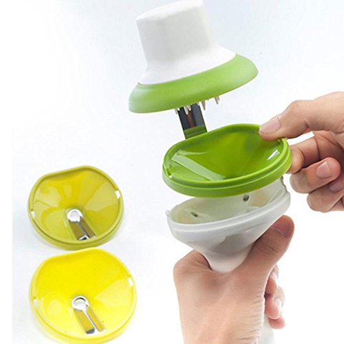 DOLDOA Spiralschneider Hand für Gemüsespaghetti kartoffel,Zucchini Möhren Reibe Spargelschäler Gurkenschäler Gurkenschneider Gemüseschneider, mit Drei Funktionen Klingen,Grün - 3