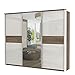 Produktbild Schwebetürenschrank / Kleiderschrank Lepa 08, Farbe: Eiche Dunkelbraun / Weiß Hochglanz - Abmessungen: 225 x 278 x 64 cm (H x B x T)