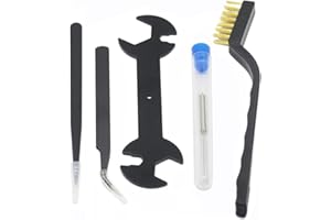 Iverntech 3D Printer Nozzle Cleaning Kit for V6 MK8 Extruder Print Head,5 pcs Cleaning Drill Bits +2 Pcs Tweezers +1 pcs Brush + 1 pcs Wrench for Makerbot, Creality CR-10 Series and Ender 3