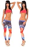 sexy Designer Damen Galaxy Leggings Legging-s Cosmos Weltall Blau Rot 34 36 38, Hosengröße:36