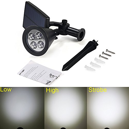 Gartenleuchte Solarleuchte 200 LM Strahler mit 3 Modus wetterbeständige Solar lampe Wegelampe Außenbeleuchtung für Garten, Balkon usw. - 7